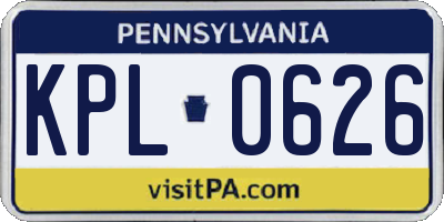 PA license plate KPL0626