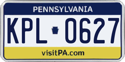PA license plate KPL0627