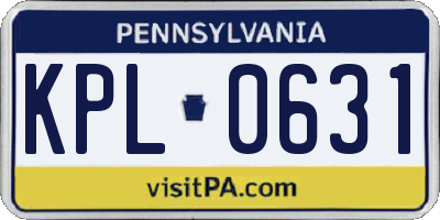 PA license plate KPL0631