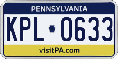 PA license plate KPL0633