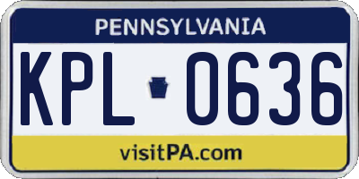 PA license plate KPL0636