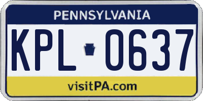 PA license plate KPL0637
