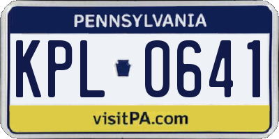PA license plate KPL0641