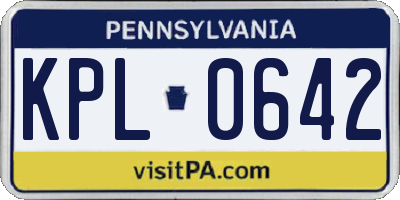 PA license plate KPL0642