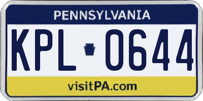 PA license plate KPL0644