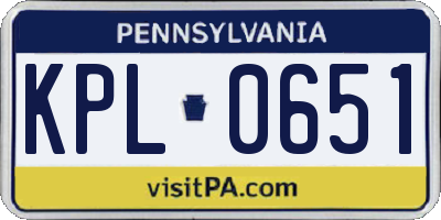 PA license plate KPL0651
