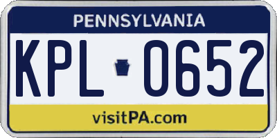 PA license plate KPL0652