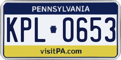 PA license plate KPL0653