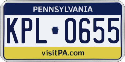 PA license plate KPL0655