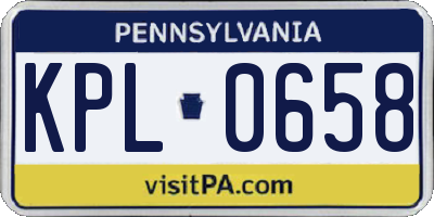 PA license plate KPL0658
