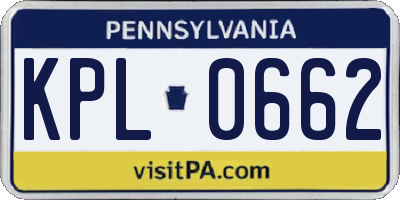 PA license plate KPL0662