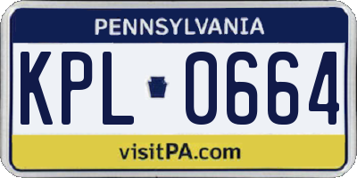 PA license plate KPL0664