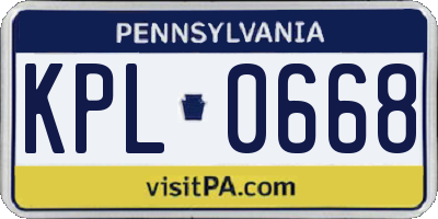 PA license plate KPL0668