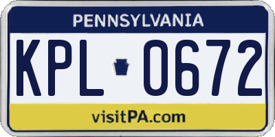 PA license plate KPL0672