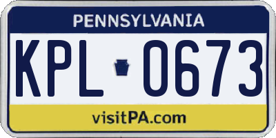 PA license plate KPL0673