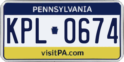 PA license plate KPL0674