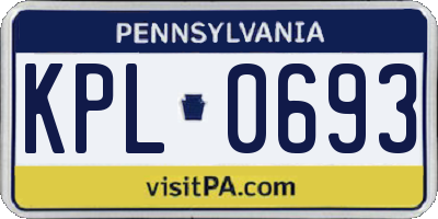 PA license plate KPL0693