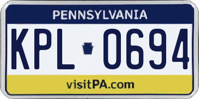 PA license plate KPL0694