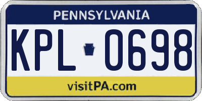 PA license plate KPL0698