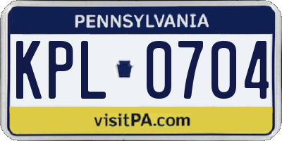 PA license plate KPL0704