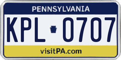 PA license plate KPL0707