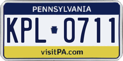 PA license plate KPL0711