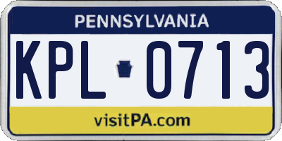 PA license plate KPL0713