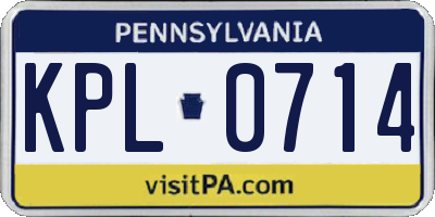 PA license plate KPL0714