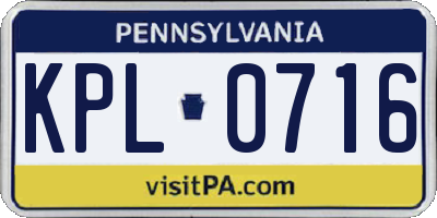 PA license plate KPL0716