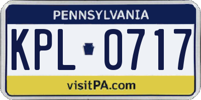 PA license plate KPL0717