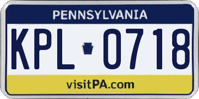 PA license plate KPL0718