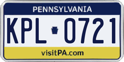 PA license plate KPL0721