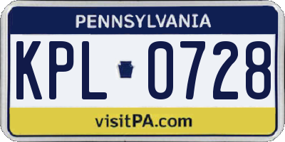 PA license plate KPL0728