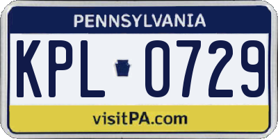 PA license plate KPL0729