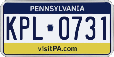 PA license plate KPL0731