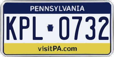 PA license plate KPL0732