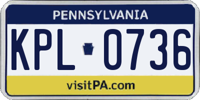 PA license plate KPL0736