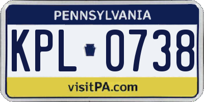 PA license plate KPL0738