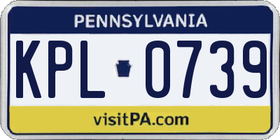 PA license plate KPL0739