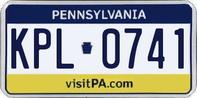 PA license plate KPL0741