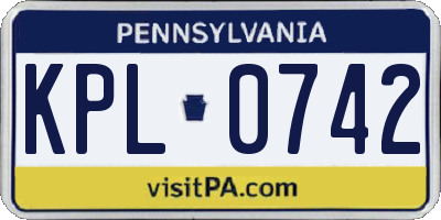 PA license plate KPL0742