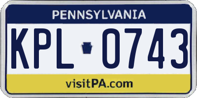 PA license plate KPL0743