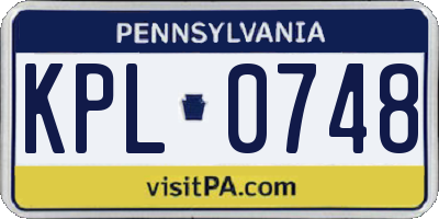 PA license plate KPL0748