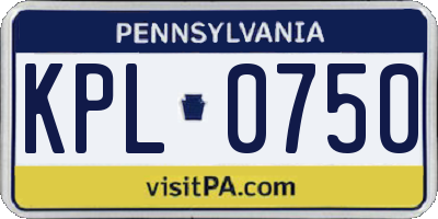 PA license plate KPL0750