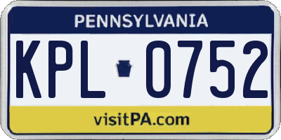 PA license plate KPL0752