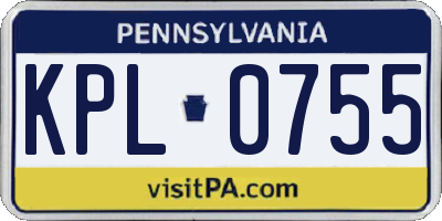 PA license plate KPL0755