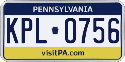 PA license plate KPL0756