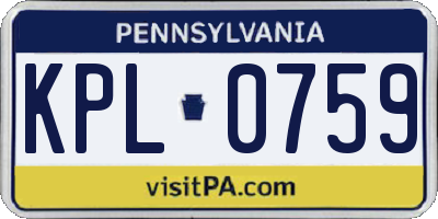 PA license plate KPL0759