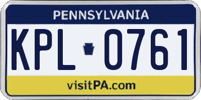 PA license plate KPL0761