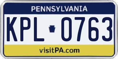 PA license plate KPL0763